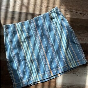 Blue Striped Denim Mini Skirt, Pastel
